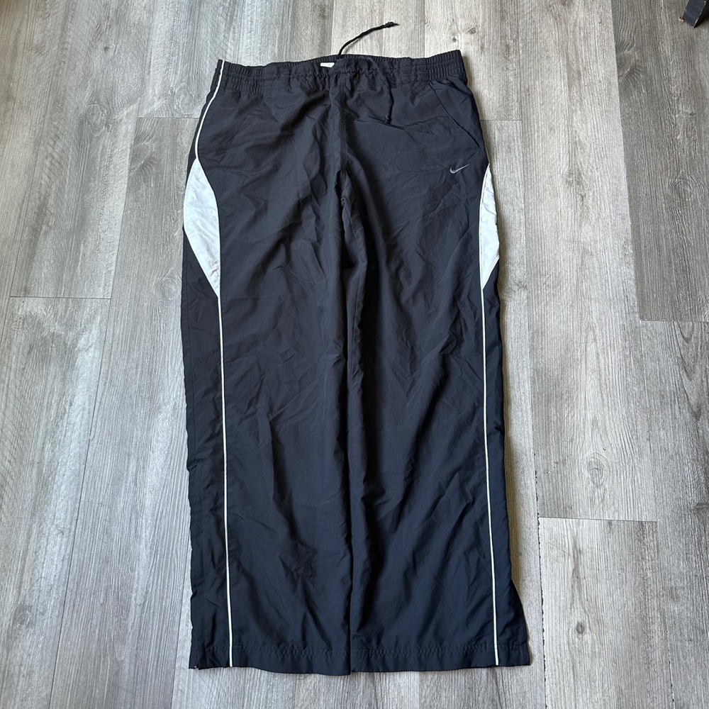 Nike Y2K baggy Black White Stripe Track Pants Windbreaker Joggers Men's Size L